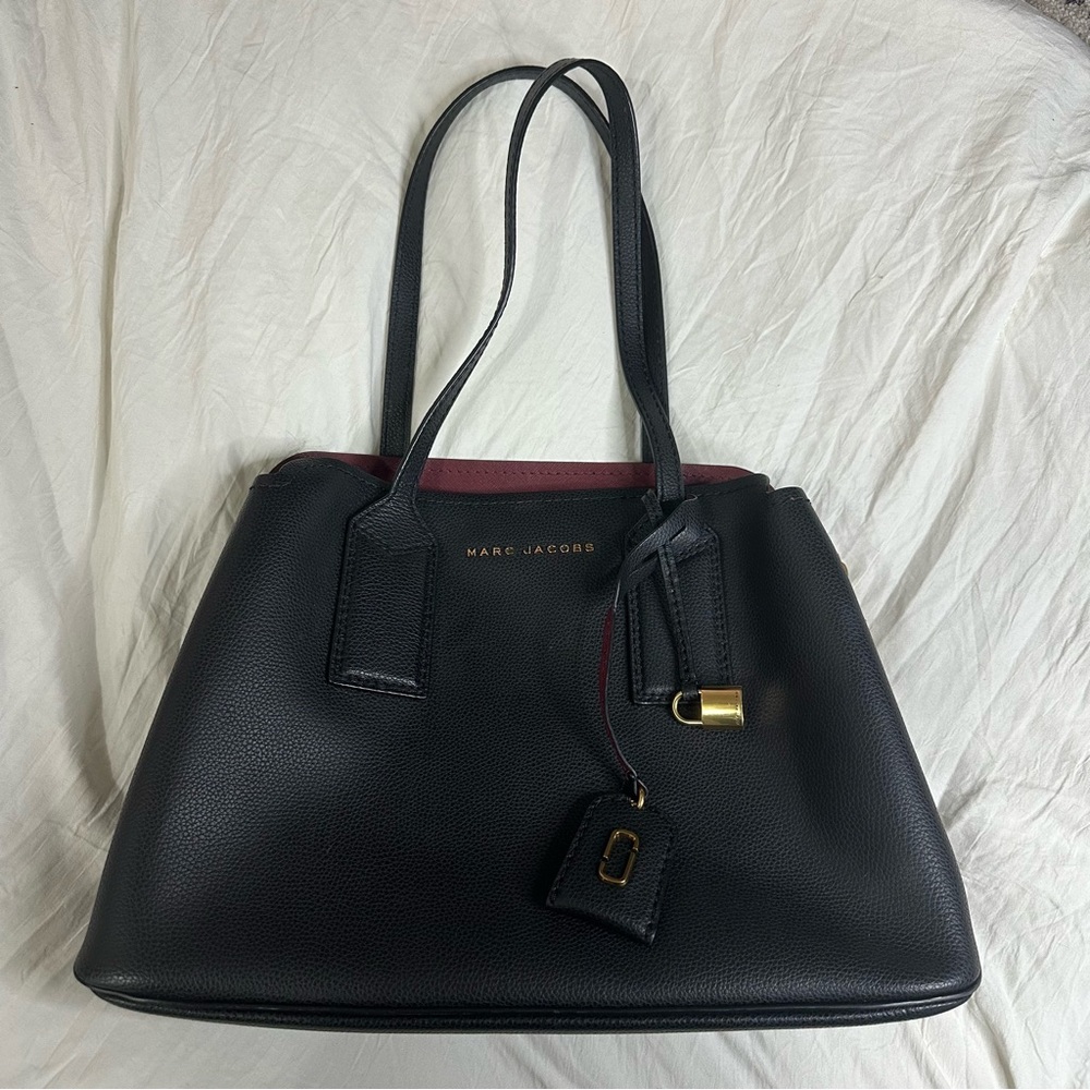 Marc Jacobs Black Tote with Burgundy Interior